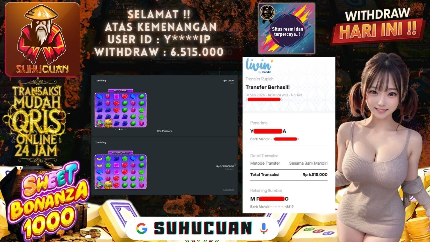 SUHUCUAN JACKPOT SLOT SWEET BONANZA 1000